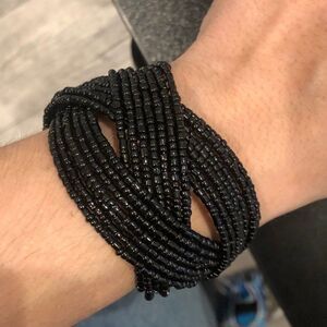 Black Bead Womens Bracelet